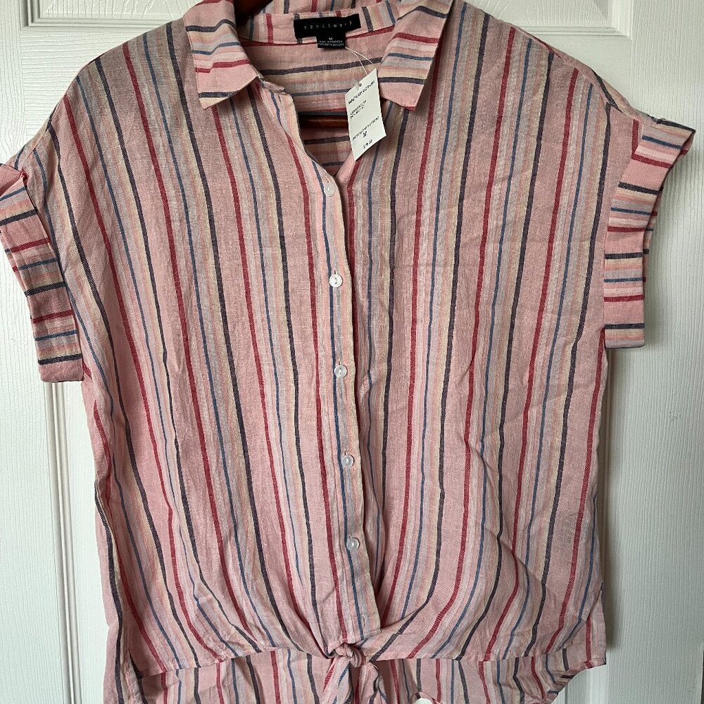 NWT Sanctuary linen blouse with tie front - M